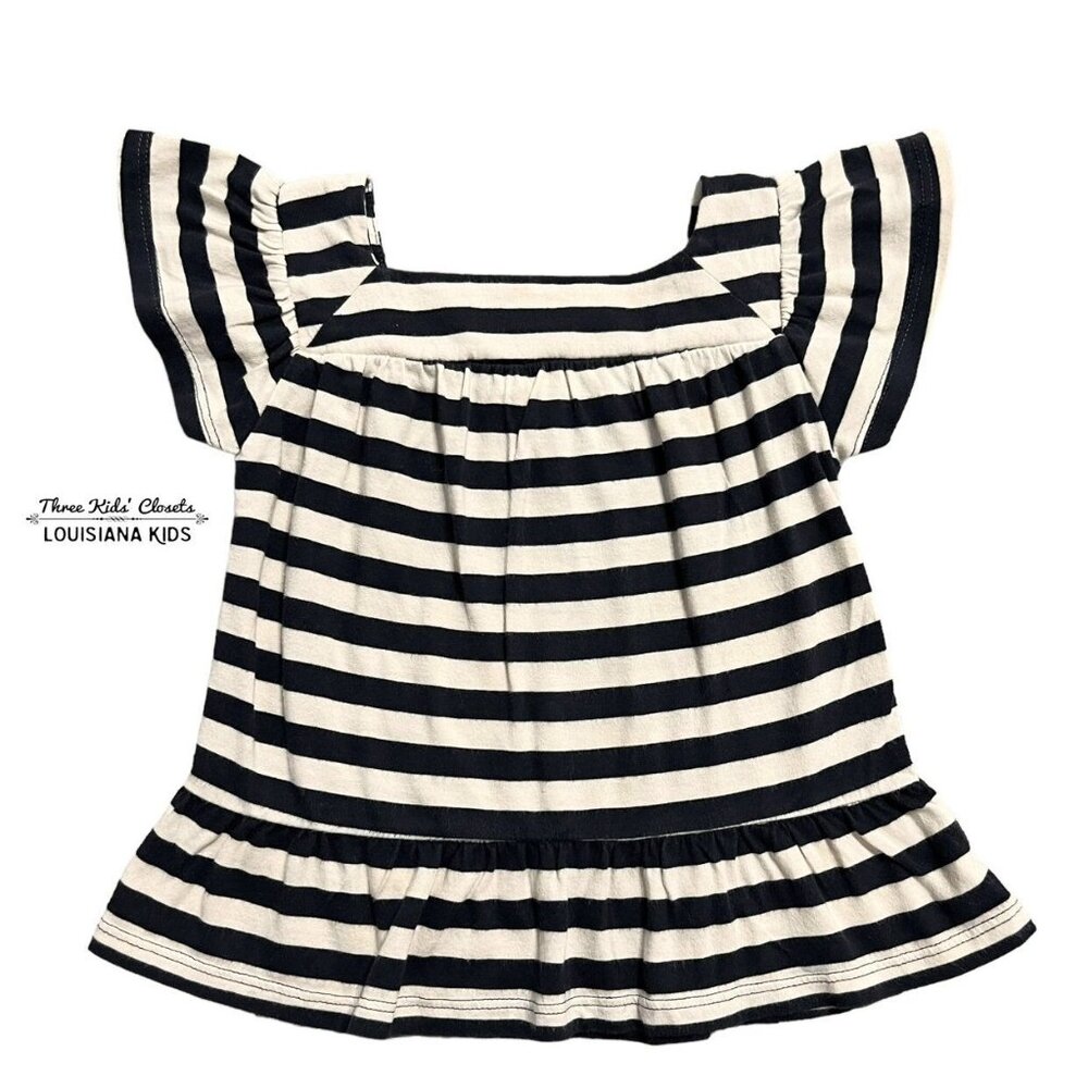 Crewcuts 3Y Navy Striped Peplum Top
